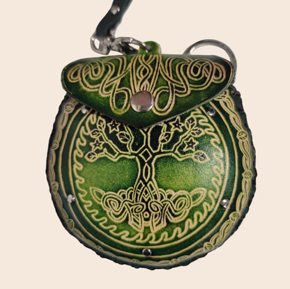 Tree of Life Wristlet Leather Coin Purse