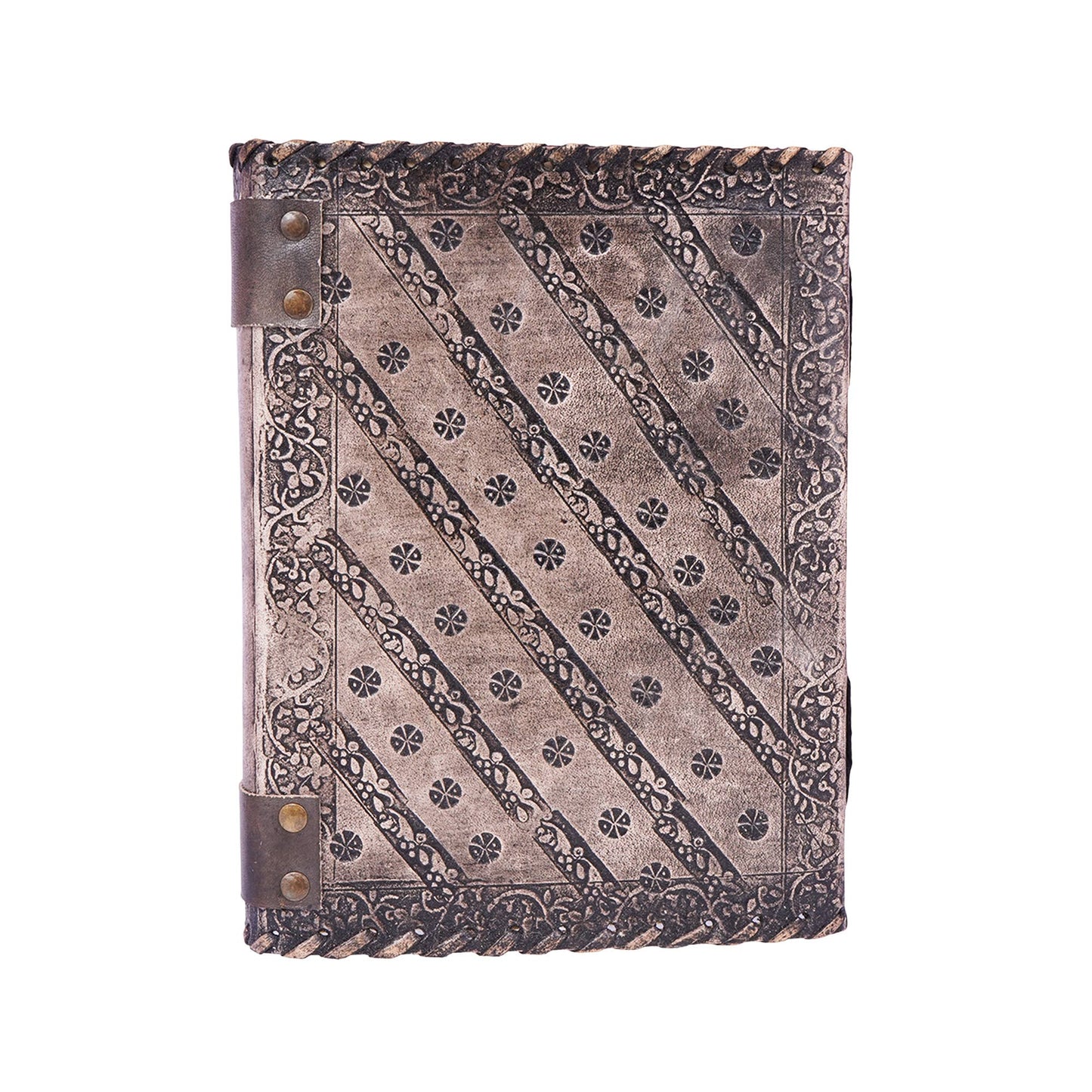 Antique Embossed Chakra Stones Leather Journal 6x8 Inches