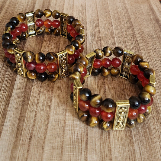 Layered Carnelian and Tiger's Eye Bracelet