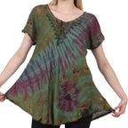 Tie-Dye Short Sleeve Blouse