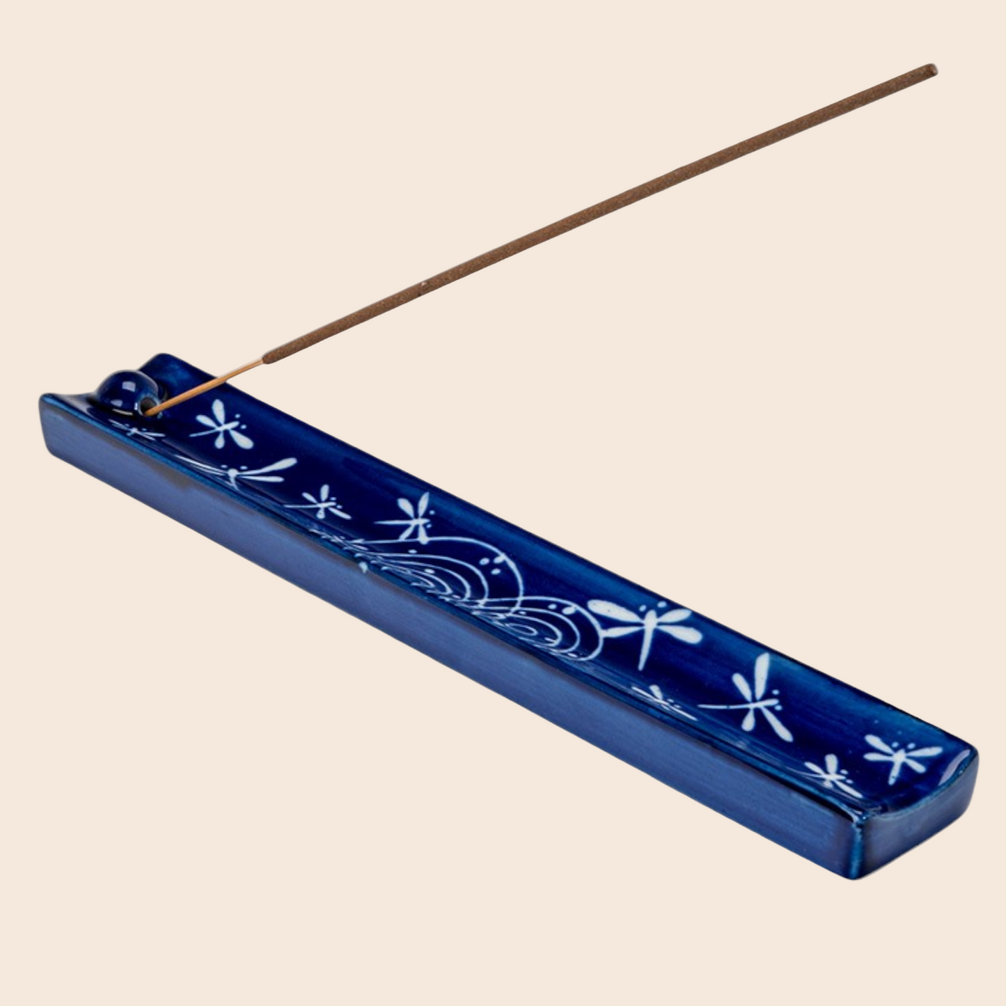Handpainted Ceramic Incense Holder 9 inch L Dragonfly