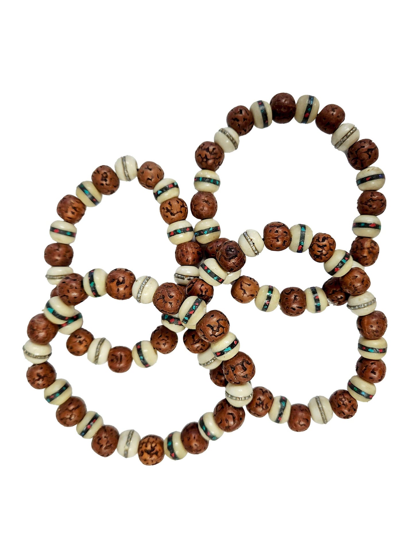 Rudraksha & Bone Beaded Bracelet