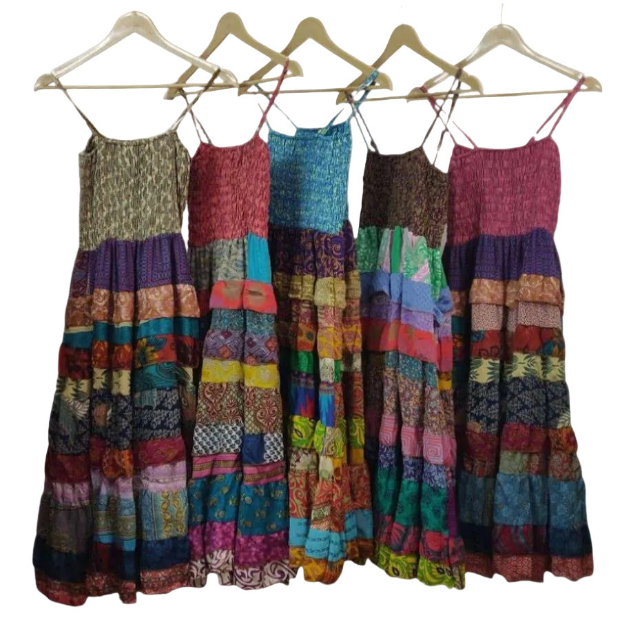 Smocked Bodice Ruffle Frill Dress