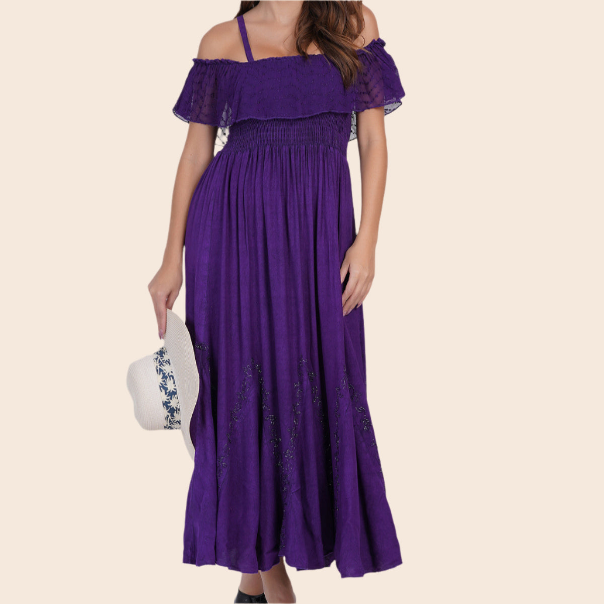 Off-The-Shoulder Rayon Dress