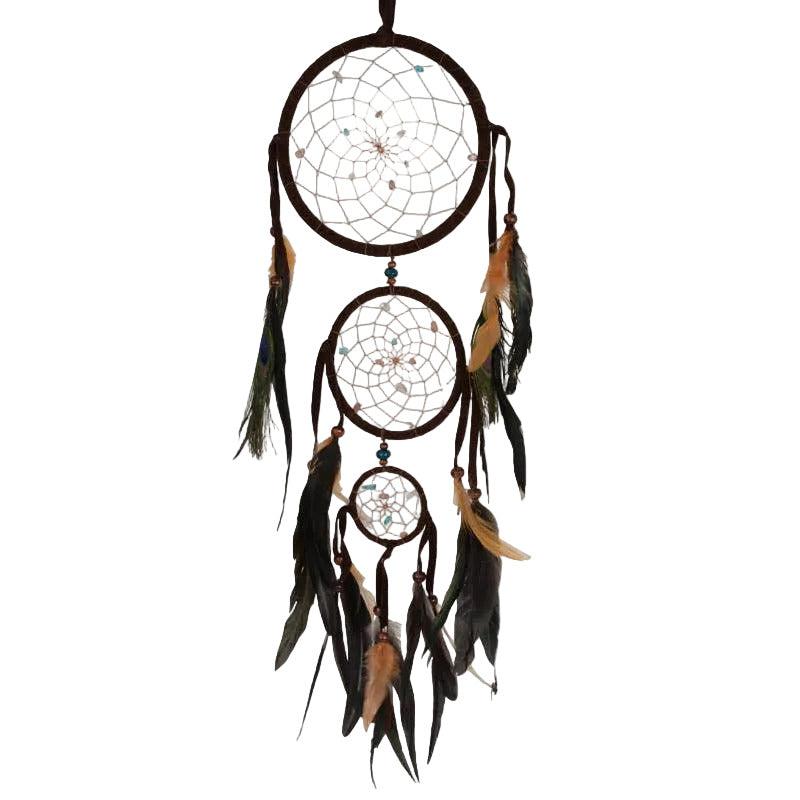 Triple Dreamcatcher With Feathers