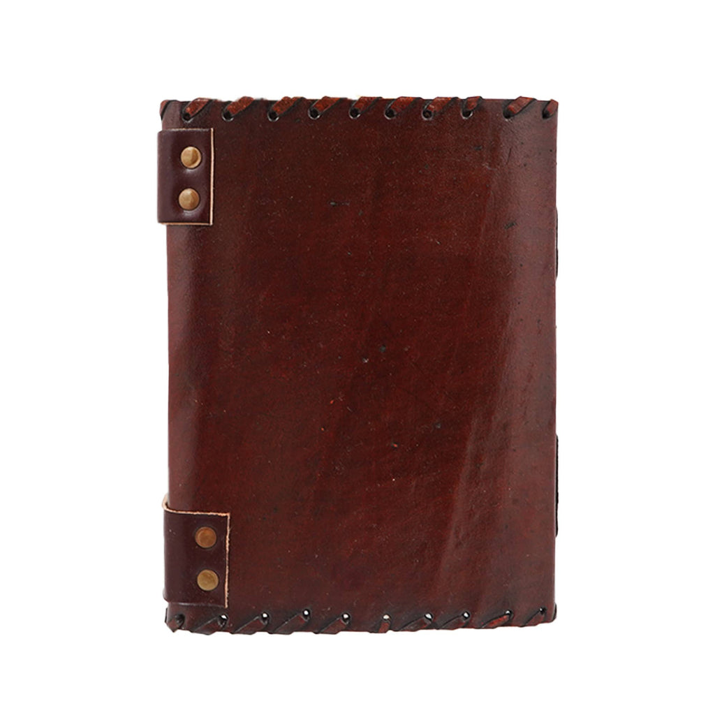 2 Tone Leather Embossed Journal with Tiger Eye Stone
