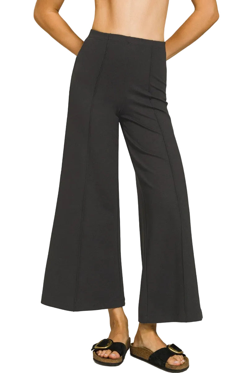 Heavy Ponte Elastic Waistband Pintuck Pants