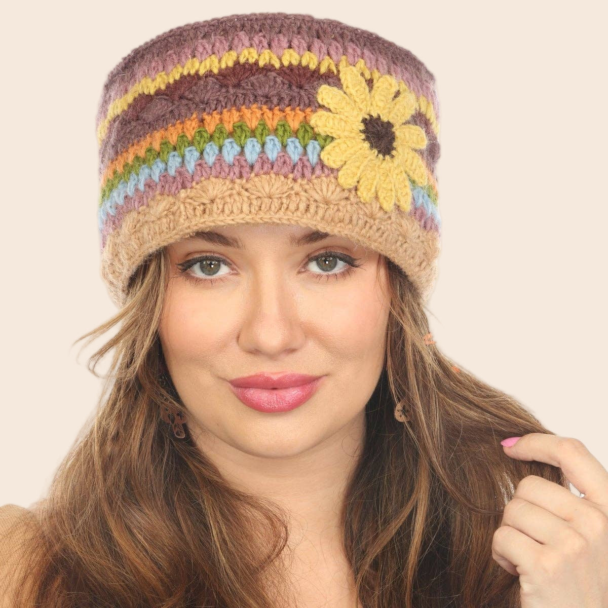 Woolen Motif Crocheted Headband