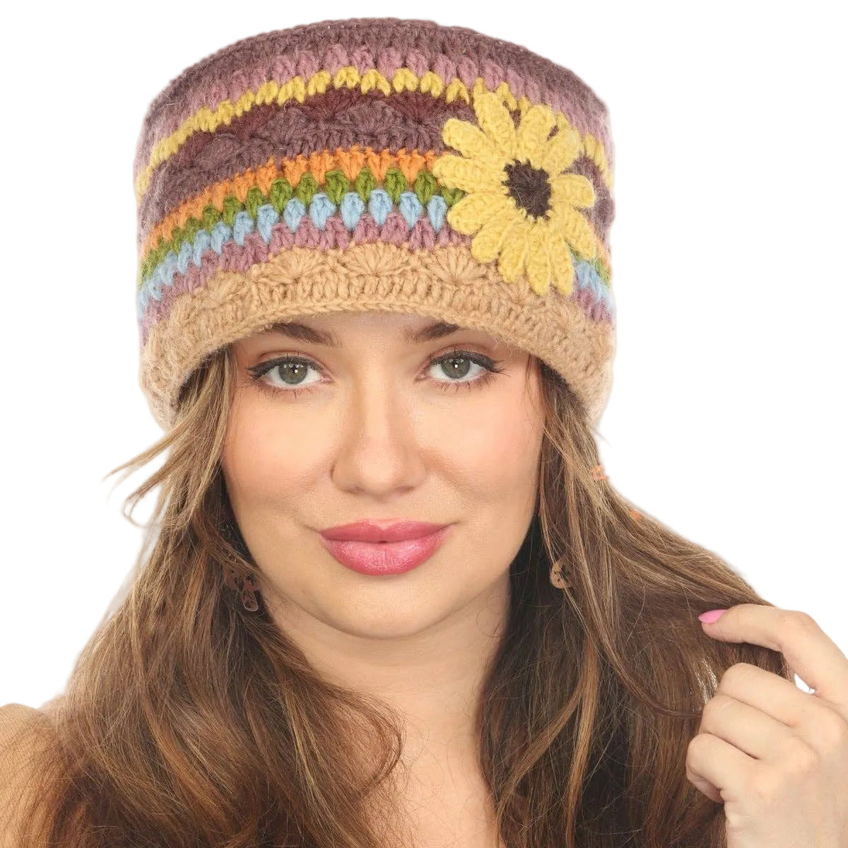 Woolen Motif Crocheted Headband