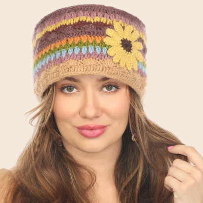 Woolen Motif Crocheted Headband