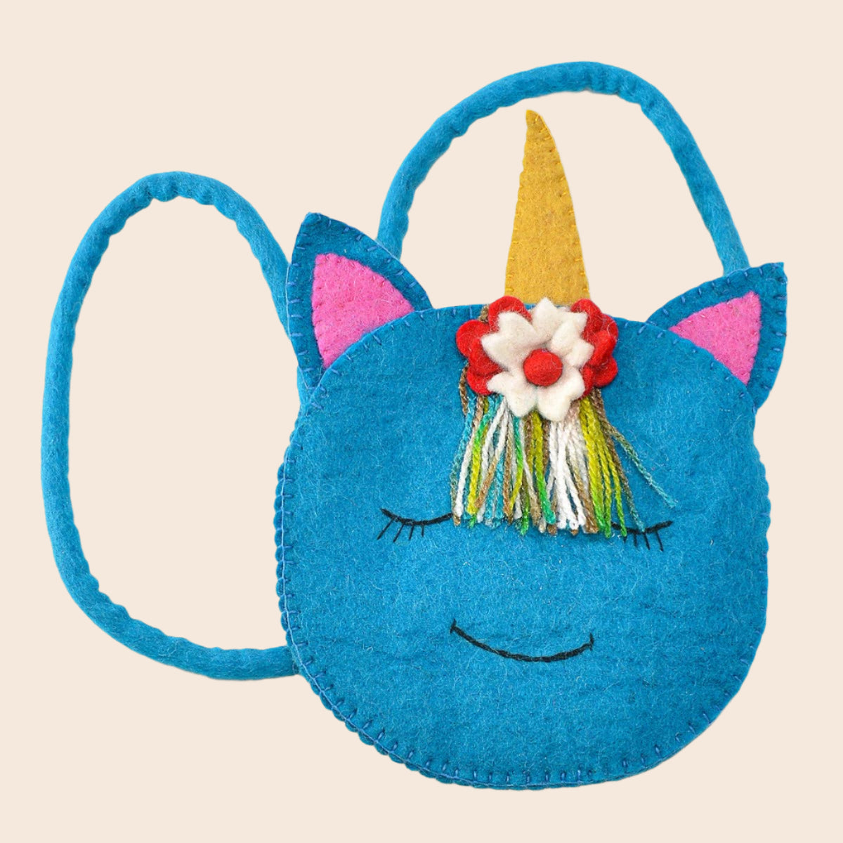 Felted Round Face Unicorn Shape Cross-body Bag