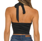 Cross Front Suede Halter Top