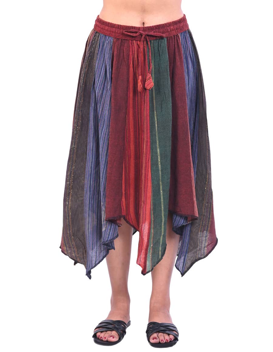 Boho Patchwork Asymmetrical Skirt