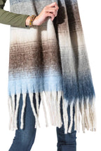 Blue and Brown Ombre Fringe Scarf
