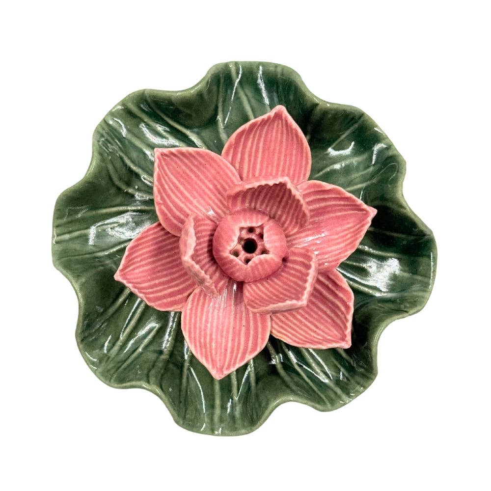 Ceramic Lotus Leaf Incense Holder