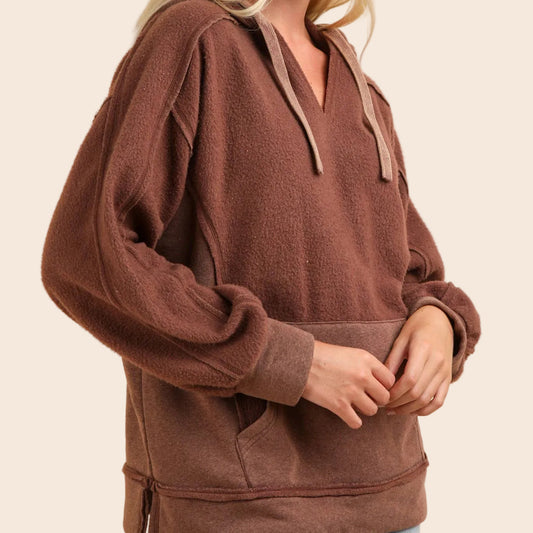 Mineral Washed Oversized Casual Hoodie Knit Top