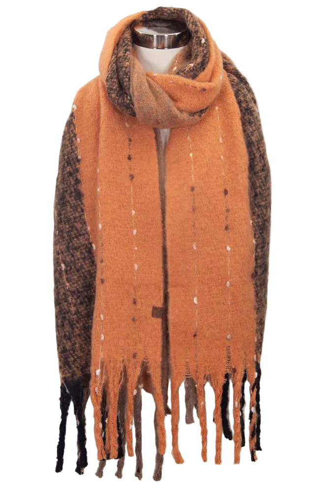 C.C Vertical Multi Color Wide Stripe Woven Winter Scarf