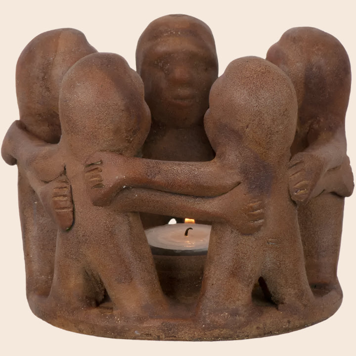 Terra Cotta T-Light Holder Circle of Friends