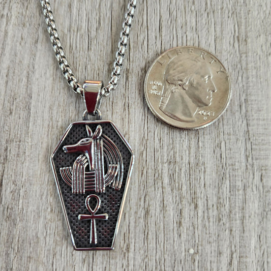 Anubis and Ankh Stainless Steel Necklace