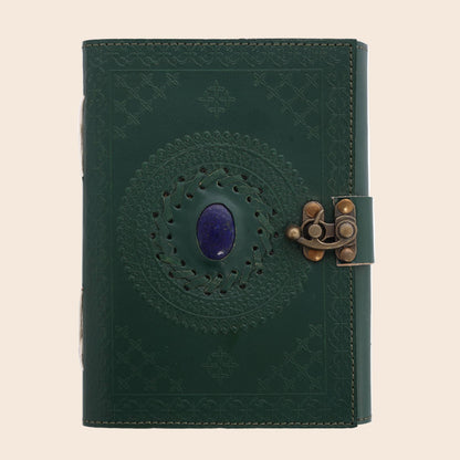 Leather Journal with Stone Mandala Embossed Notebook