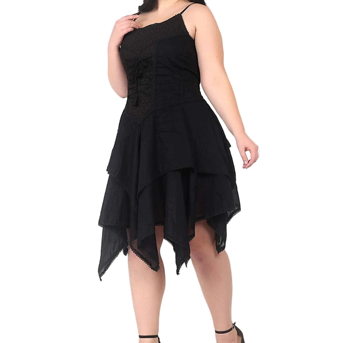 Black Fairy Hem Lace Up Dress