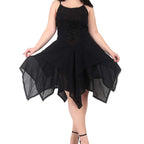 Black Fairy Hem Lace Up Dress