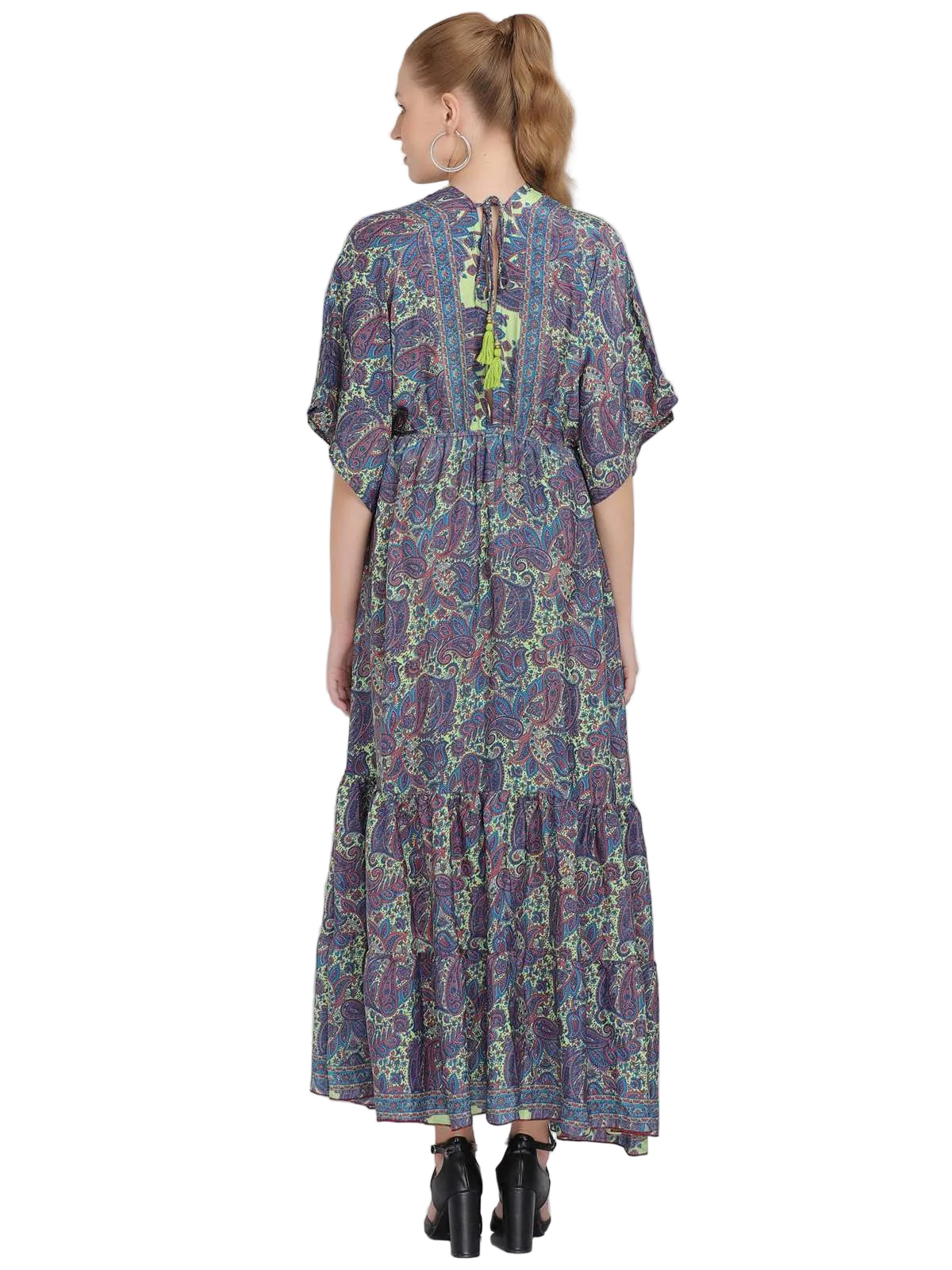 Plus Size Butterfly Drawstring Maxi Dress