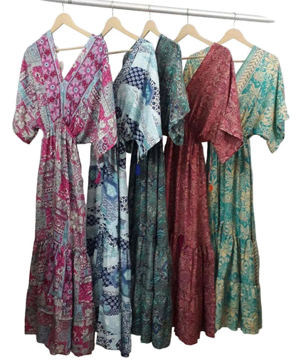Plus Size Butterfly Drawstring Maxi Dress
