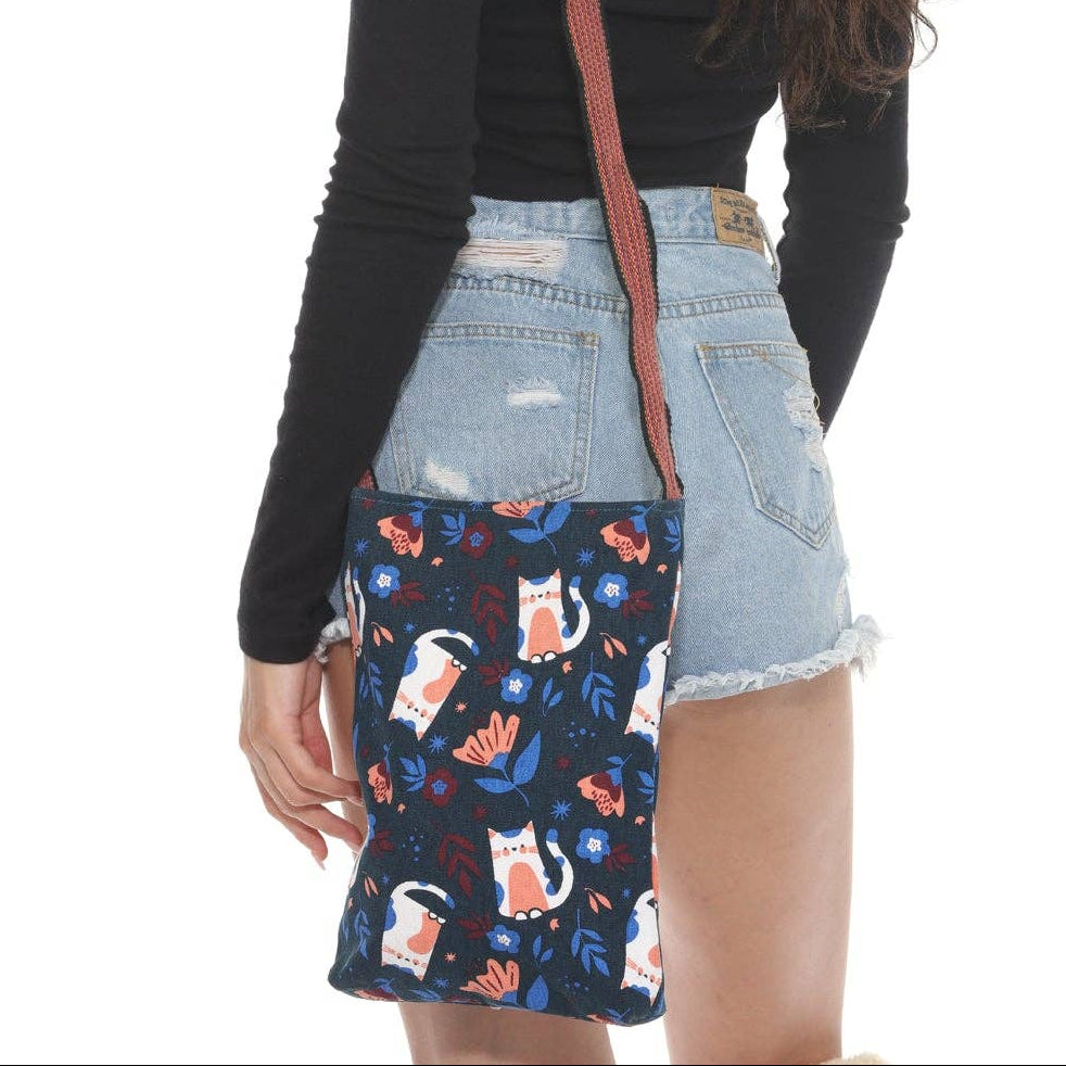 Cat & Flower CrossBody Bag