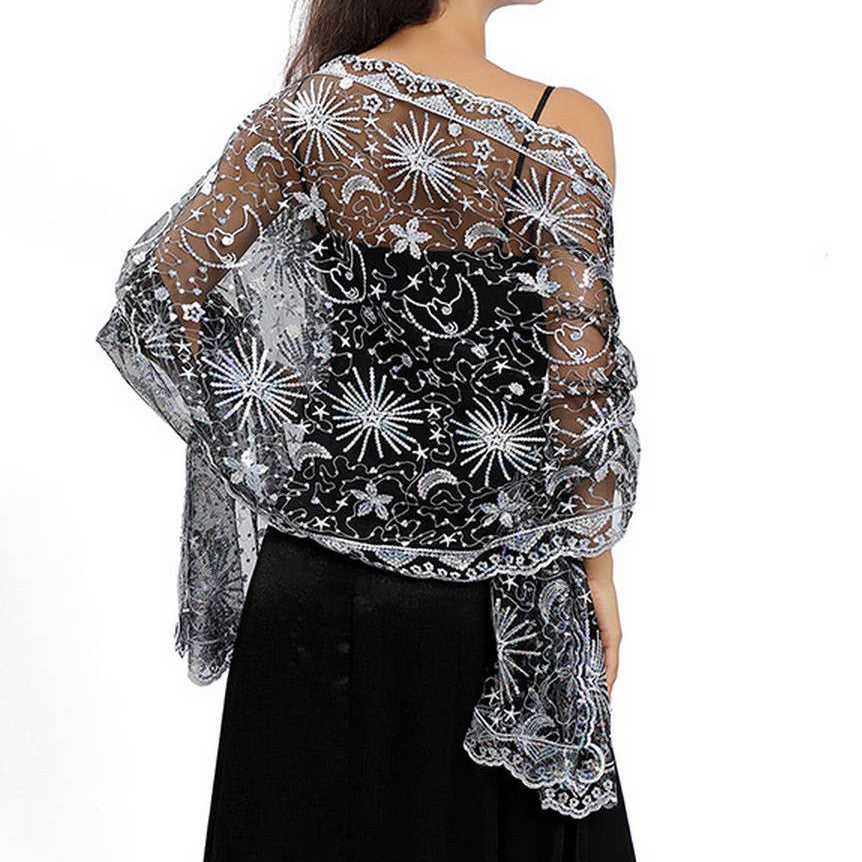 Sun and Moon Embroidered Shawl
