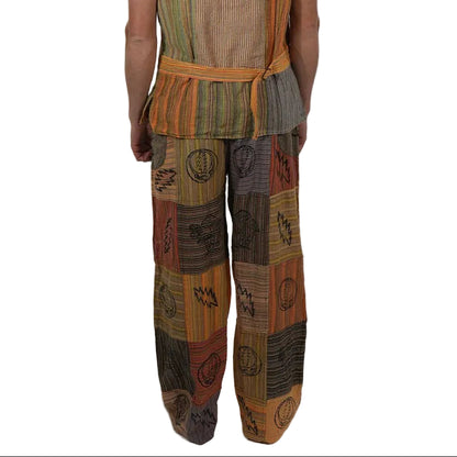 Hippie Cotton Striped  Patchwork Grateful Dead Men's Pants