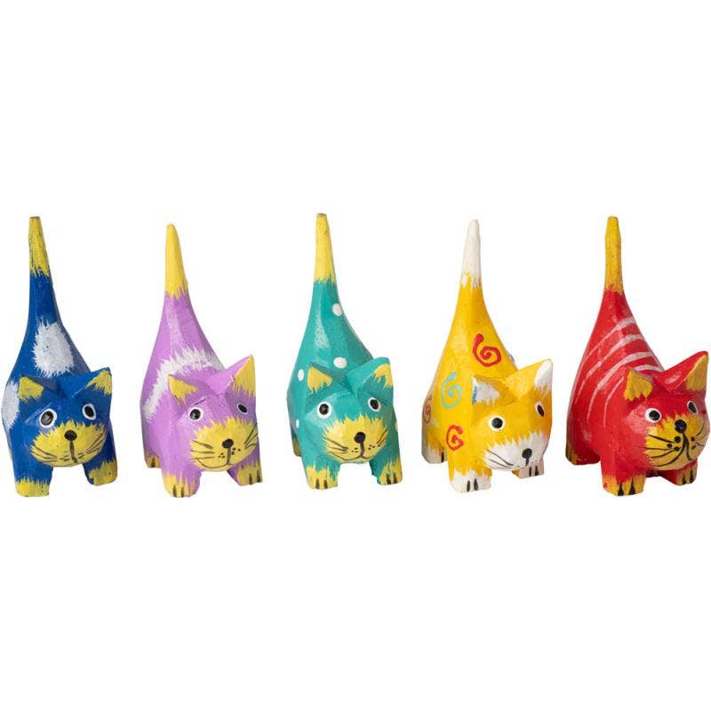 Small Wood Colorful Standing Cats