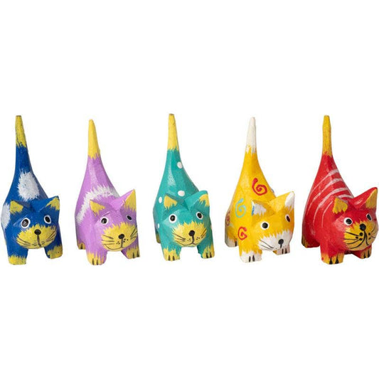 Small Wood Colorful Standing Cats