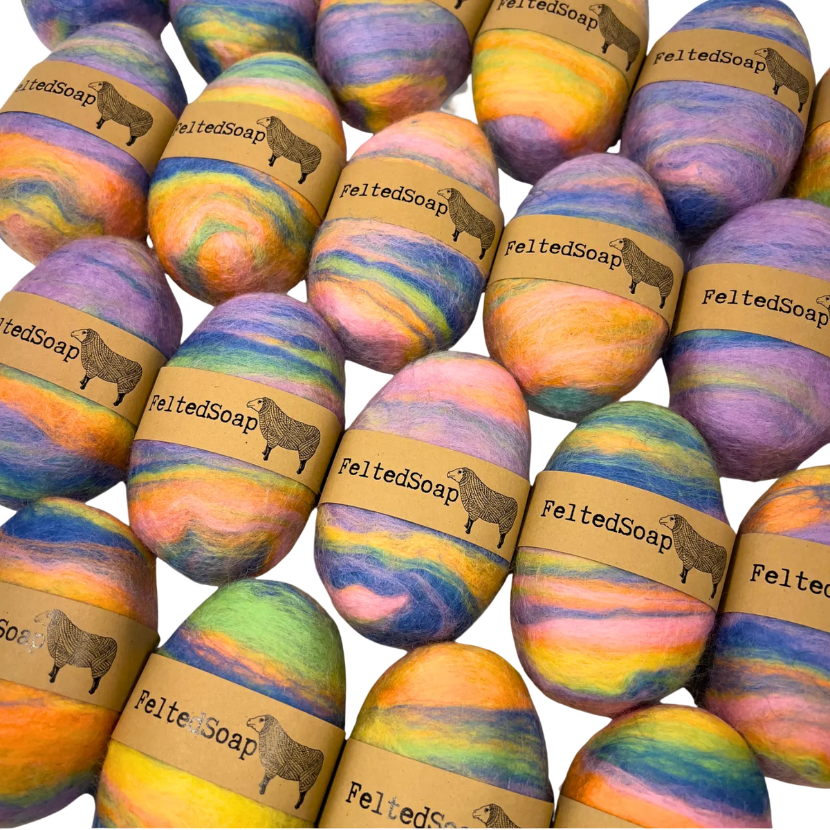 Pastel Rainbow Felted Soap
