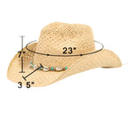 Straw Braided Cowrie Shell Western Cowboy Hat