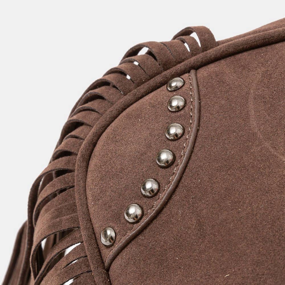 Faux Suede Fringe Shoulder Bag
