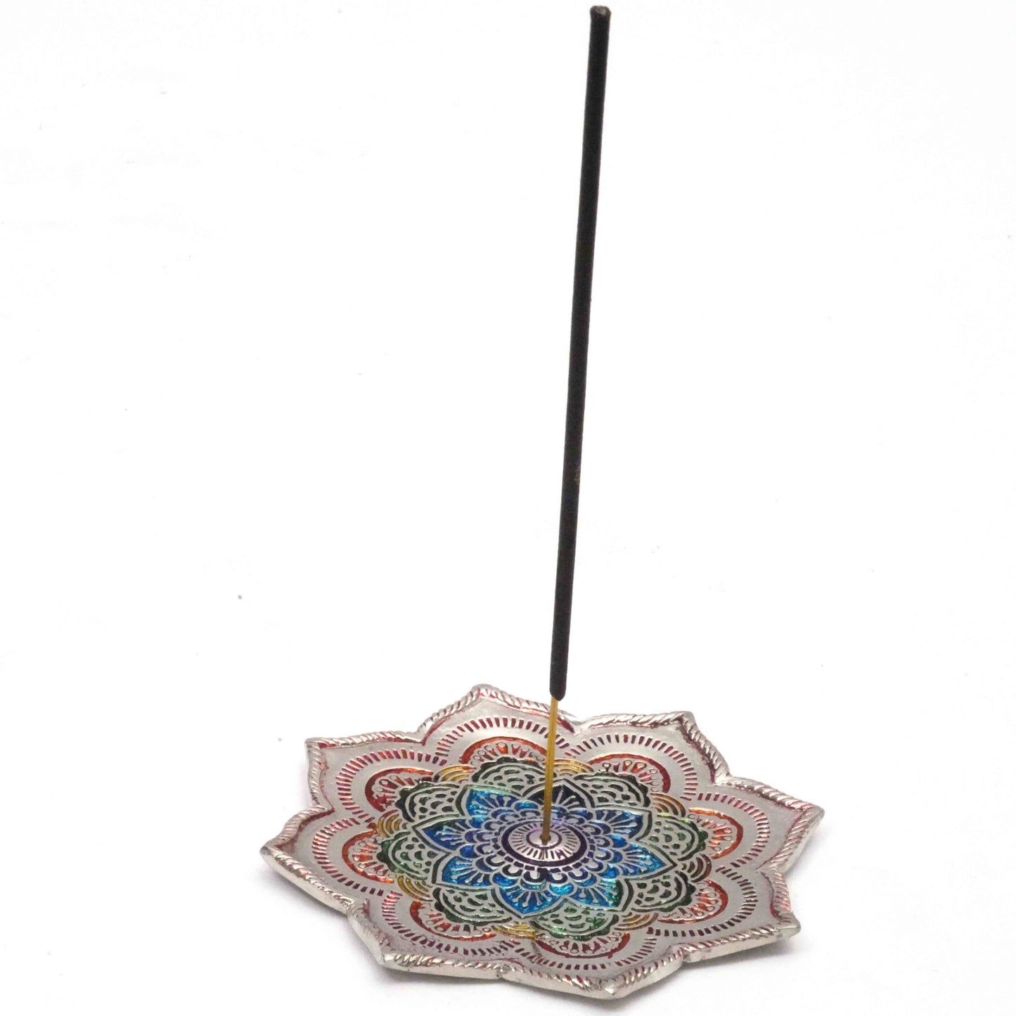Mandala Lotus Aluminum Incense Burner – Hand-Painted