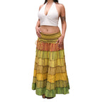 Multicolor Convertible Cotton Patchwork Maxi Skirt Dress