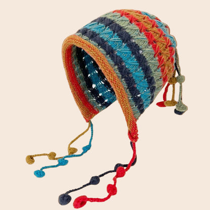 Handcrafted Multicolored Crocheted Hat with Tassel