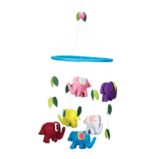 Felted Stuffed Elephant Mobile Hanging