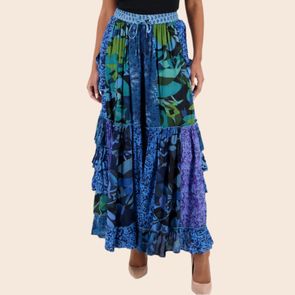 Patchwork Ruffle Palazzo Pants