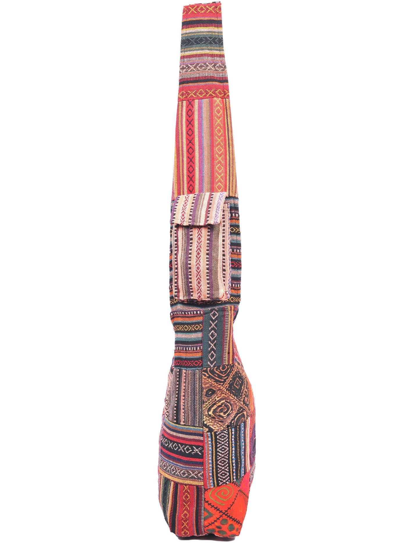 Patched Graphic Printed Cotton Hippie Hobo Bag