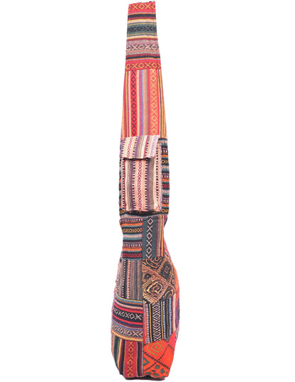 Patched Graphic Printed Cotton Hippie Hobo Bag