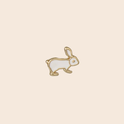 Little White Rabbit Enamel Post Earrings
