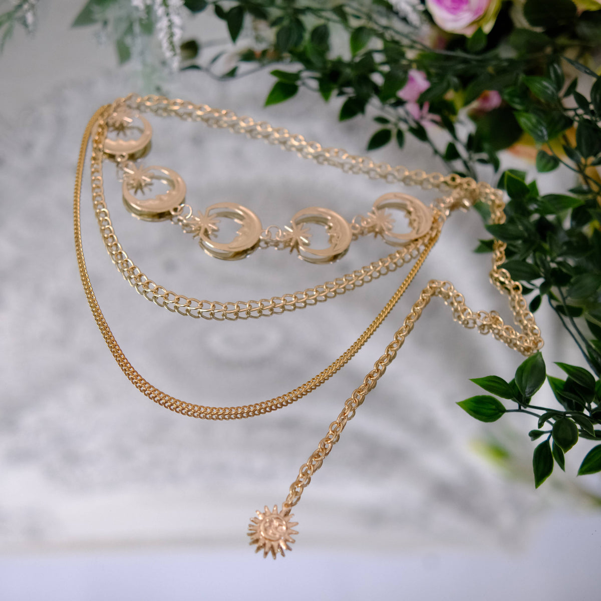 Whimsical Double Layer Moon  Chain Belt