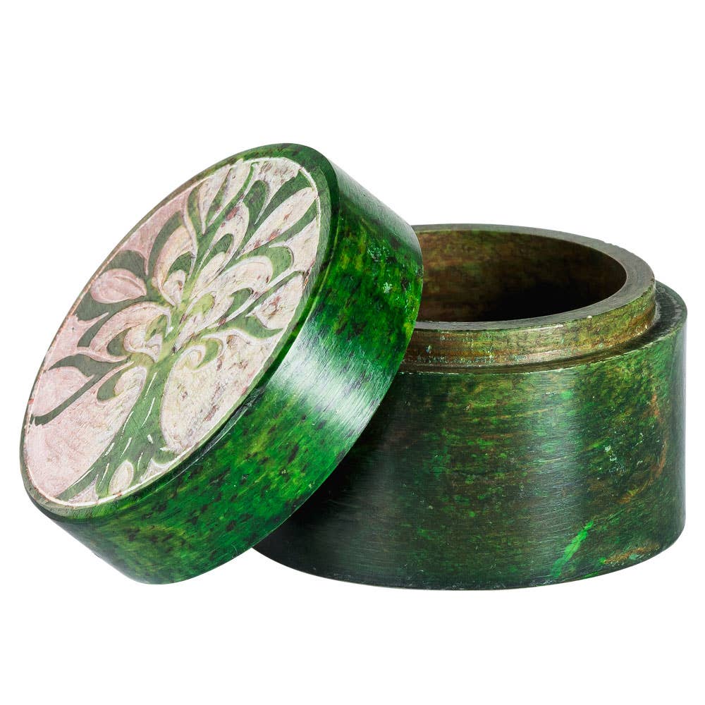 Tree of Life Round Soapstone Box