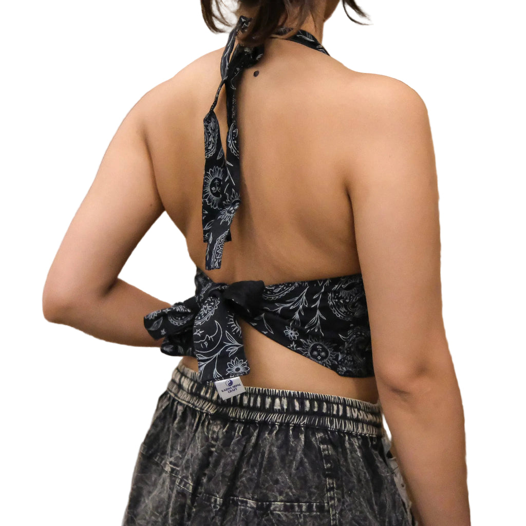Reversible Boho Paisley Cotton Halter Bralette Top