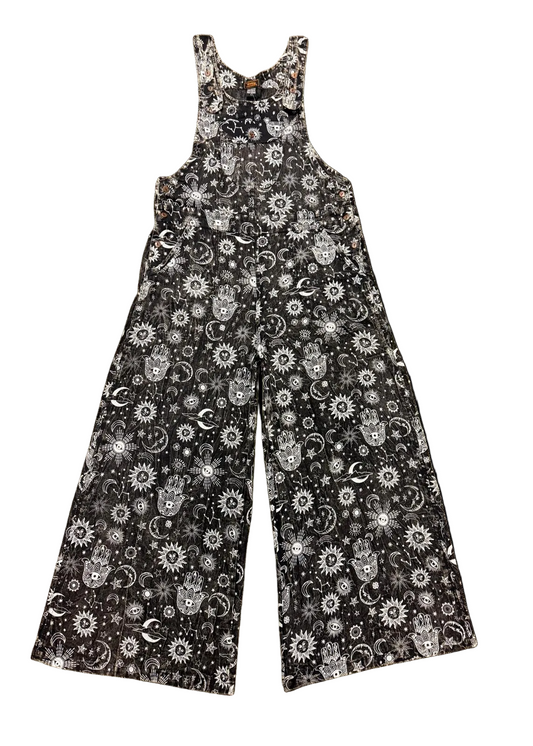 Cotton Sun Moon Galaxy Black and White Overall