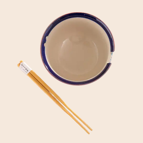 Koi Fish Design 18oz 5.25"D Bowl With Chopsticks Set