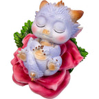 Sleeping Mythical Baby Dragon on Pink Flower Figurine